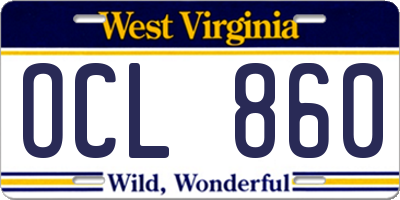 WV license plate OCL860