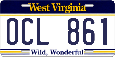 WV license plate OCL861