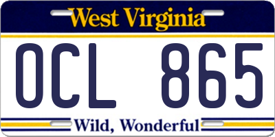 WV license plate OCL865