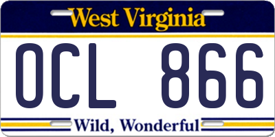 WV license plate OCL866