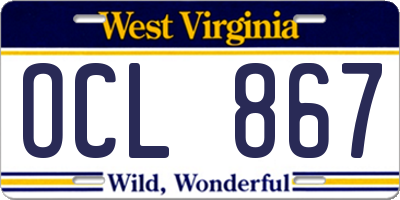 WV license plate OCL867