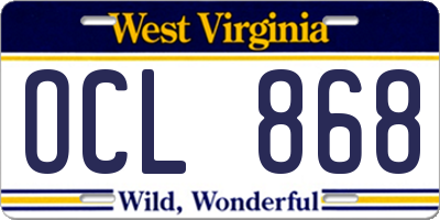 WV license plate OCL868