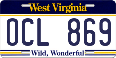 WV license plate OCL869