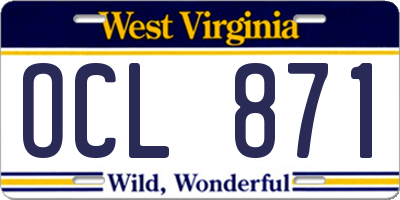 WV license plate OCL871
