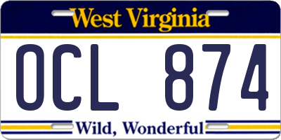 WV license plate OCL874