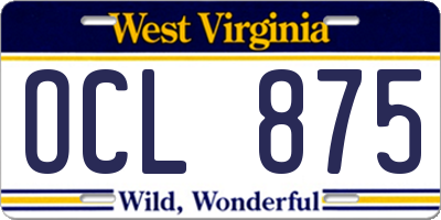 WV license plate OCL875