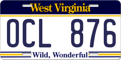 WV license plate OCL876
