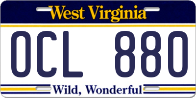 WV license plate OCL880
