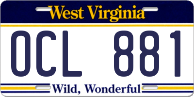 WV license plate OCL881