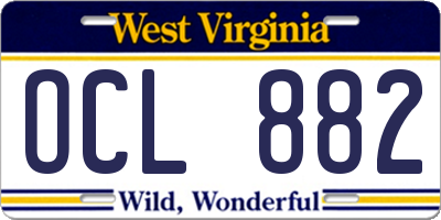 WV license plate OCL882