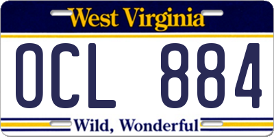 WV license plate OCL884
