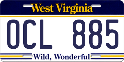 WV license plate OCL885