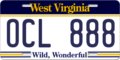 WV license plate OCL888