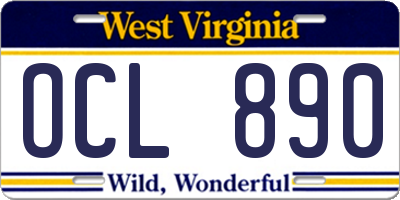 WV license plate OCL890
