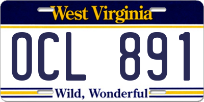 WV license plate OCL891