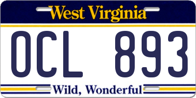 WV license plate OCL893