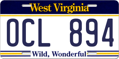 WV license plate OCL894
