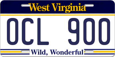 WV license plate OCL900