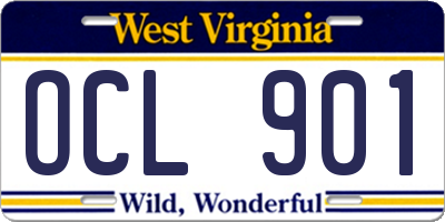 WV license plate OCL901