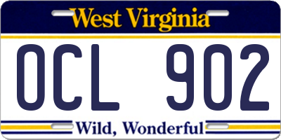 WV license plate OCL902