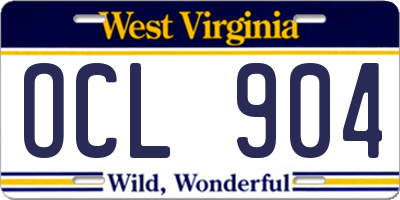 WV license plate OCL904