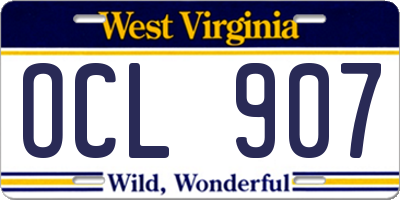 WV license plate OCL907