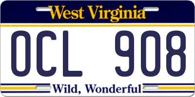 WV license plate OCL908