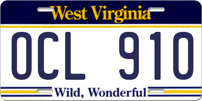 WV license plate OCL910