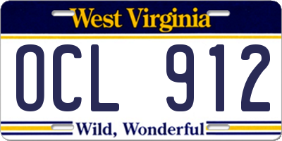 WV license plate OCL912