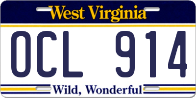 WV license plate OCL914