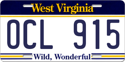 WV license plate OCL915