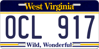 WV license plate OCL917