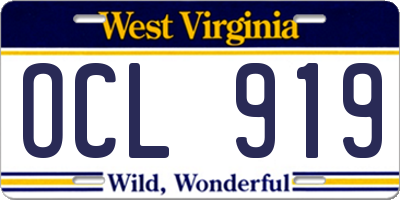 WV license plate OCL919