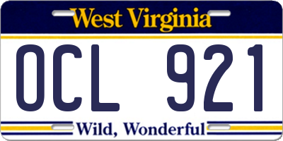 WV license plate OCL921