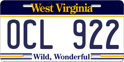 WV license plate OCL922