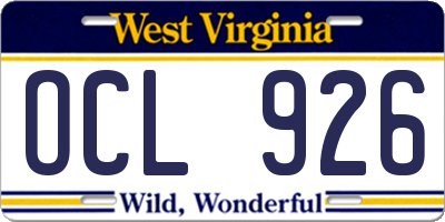 WV license plate OCL926