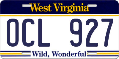 WV license plate OCL927