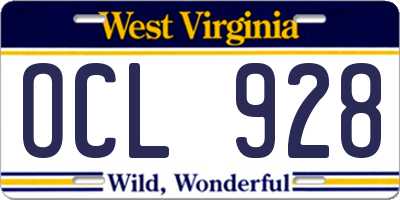 WV license plate OCL928