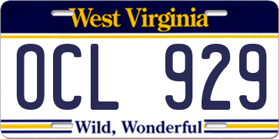 WV license plate OCL929