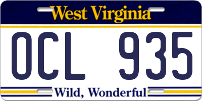 WV license plate OCL935