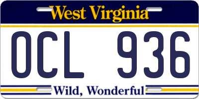 WV license plate OCL936