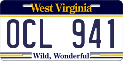 WV license plate OCL941