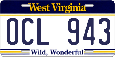 WV license plate OCL943