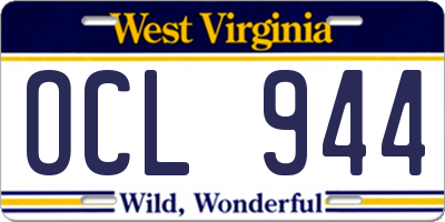 WV license plate OCL944