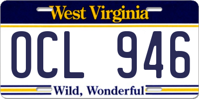 WV license plate OCL946