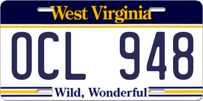 WV license plate OCL948