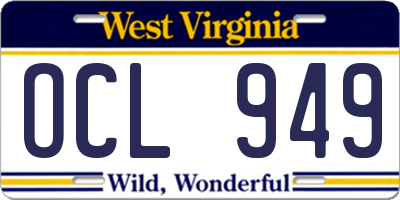 WV license plate OCL949