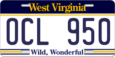 WV license plate OCL950