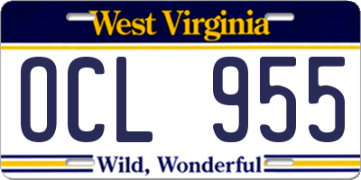 WV license plate OCL955