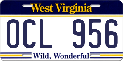 WV license plate OCL956